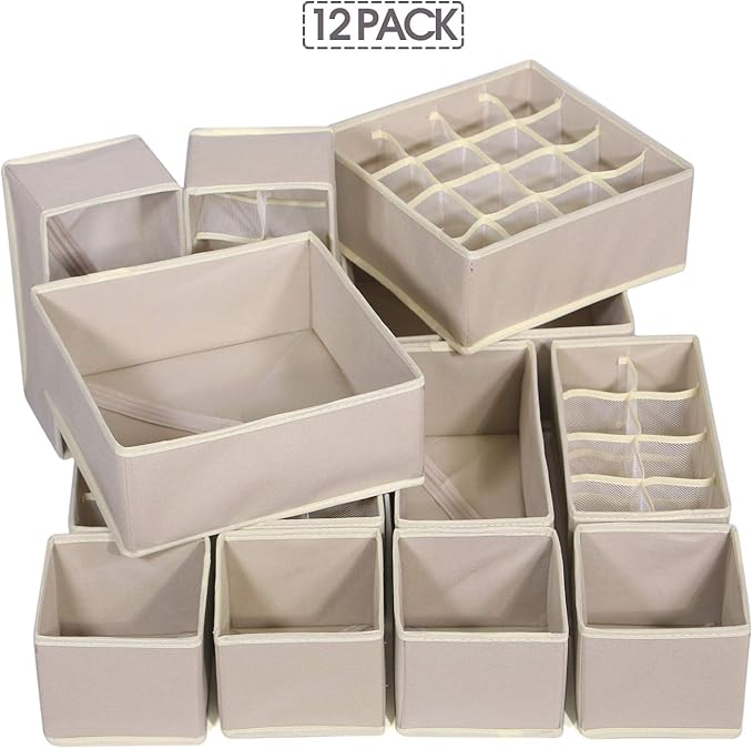 12 Pack Foldable Drawer Organizer Dividers Cloth Storage Box Closet Dresser - Image 7