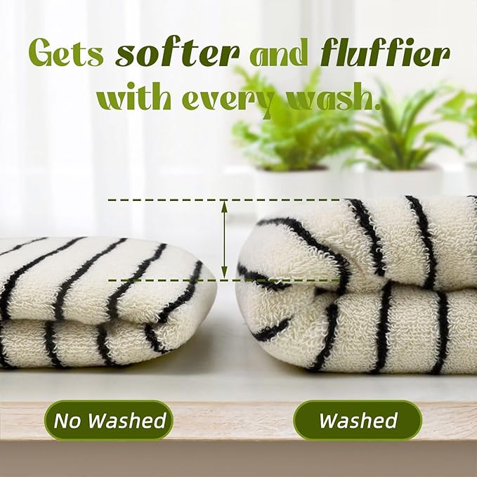 Jacquotha Black and White Striped Hand Towels - Image 6