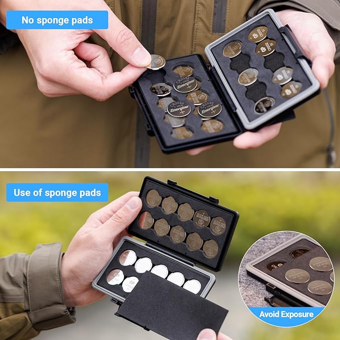JJC CR2032 CR2025 Battery Case Holder Storage, Water-Resistant Anti-Shock - Image 5