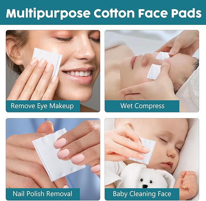 Square Cotton Pads for face, Cotton Squares for Face, Lips & Eyes, 100% Pure - Image 7