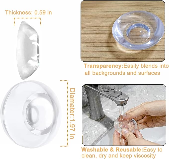 Door Stopper Wall Protector, Adhesive Bumper Protector, Reusable Rubber Door - Image 6