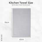 Encasa XO Kitchen Dish Towels Set | Light Grey | Waffle Weave and Flat Hand Tea - Image 6