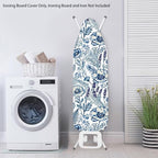 Blue Floral Print Ironing Board Cover Heavy Duty Thick Padding Iron Board - Image 3