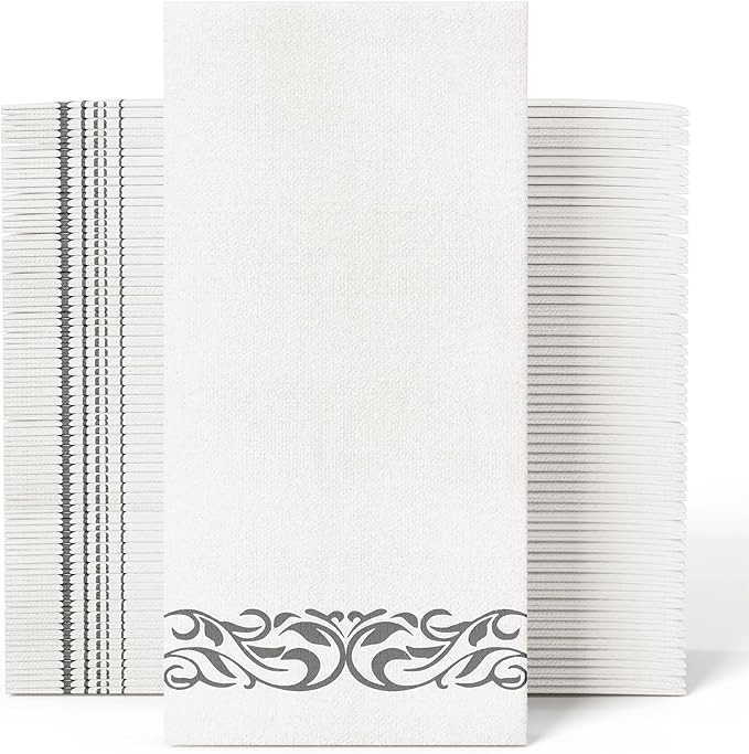 JOLLY CHEF 100 Disposable Hand Towels, Soft and Absorbent Linen Feel Dinner by JOLLYCHEF