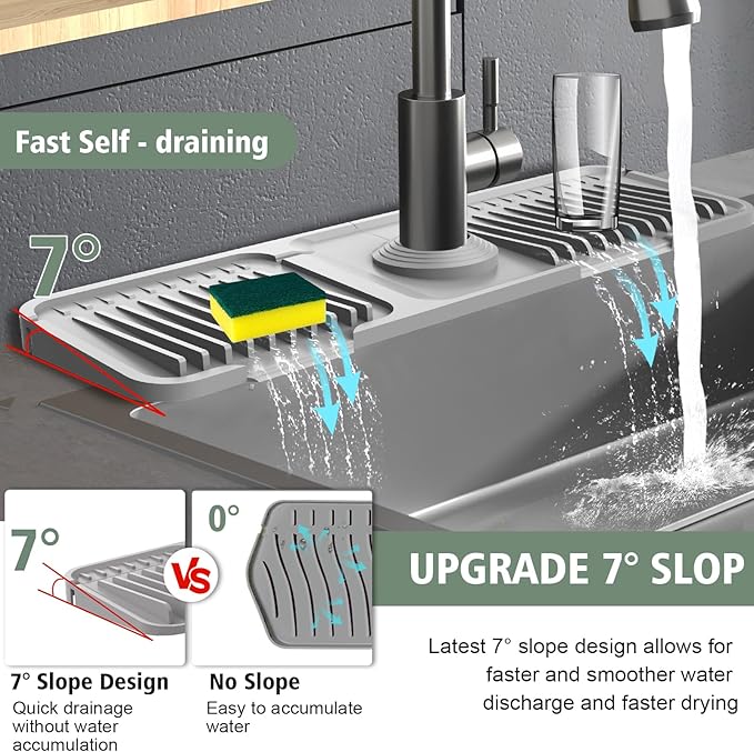 17.7-Inch Kitchen Sink Splash Guard Mat | 7° Slope - Image 4