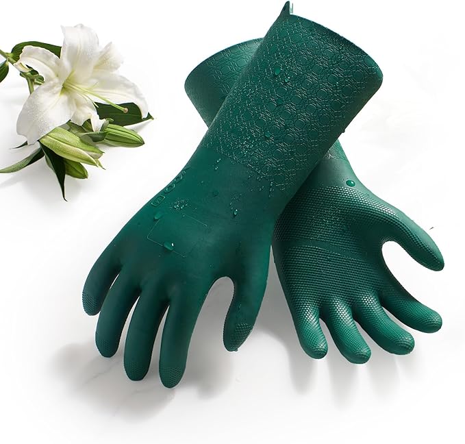 Vgo... Household Cleaning Gloves, Double-layer, Lined Dishwashing Gloves by Vgo