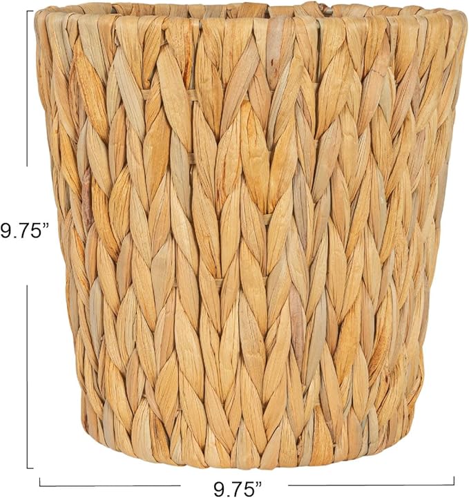 Household Essentials Handwoven Round Water Hyacinth Waste Basket - Image 2