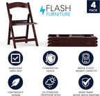 Flash Furniture Hercules Series Folding Chairs for Weddings and Formal Events, Stackable Commercial Event Seats with 1,000-lb. Static Weight Capacity, Set of 4, Red Mahogany - Image 3