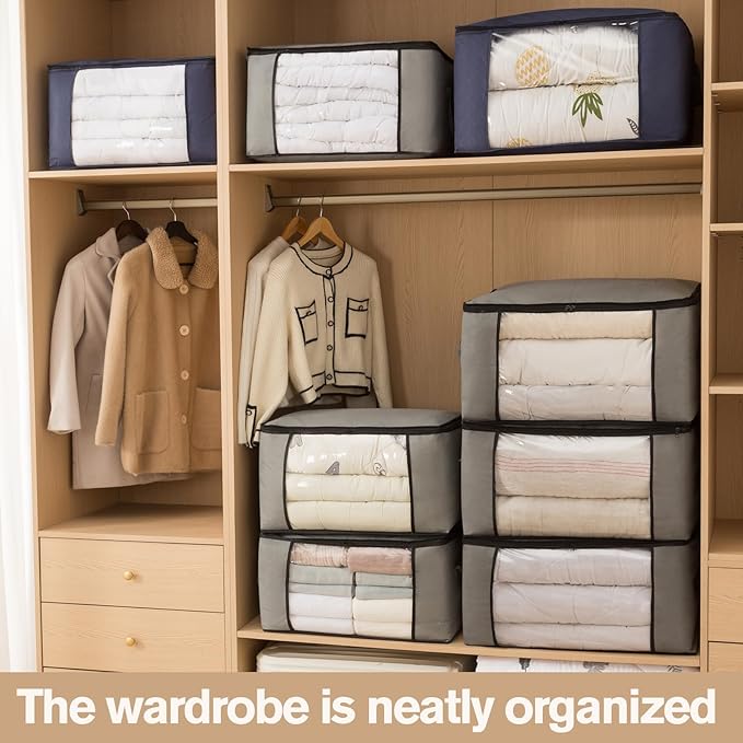 Large Storage Bags, Clothes Storage Bins Foldable Closet Organizers Storage - Image 2