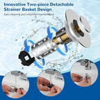 Hibbent Upgraded 3 in 1 Bathroom Sink Drain Strainer, Universal Pop Up Stopper - Image 3