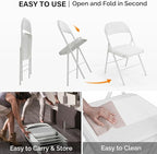VINGLI 6 Pack Folding Chairs with Padded Seats, Metal Frame with Pu Leather Seat & Back, Capacity 350 lbs, White - Image 8
