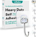 10 Pack Hold 44lb, Hooks for Hanging, Waterproof Adhesive Wall Hooks, Large by Alliebe