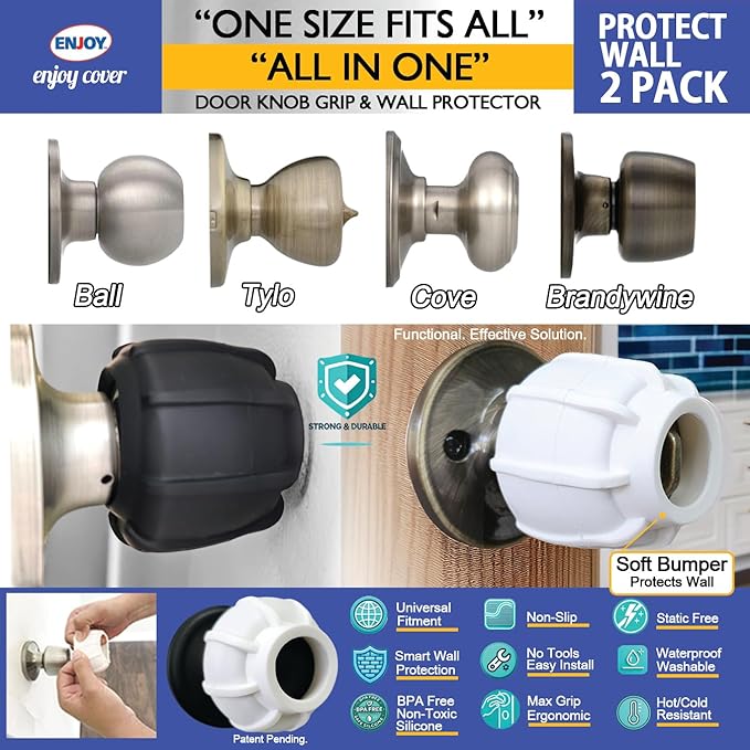 Enjoy Cover |Door Handle Grip Doorstop Knob Stopper Cover, Universal Size Wall - Image 2