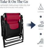 Best Choice Products Oversized Padded Zero Gravity Chair, Folding Outdoor Patio Recliner, XL Anti Gravity Lounger for Backyard w/Headrest, Cup Holder, Side Tray, Polyester Mesh - Burgundy - Image 7