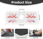Kitchen Sink Splash Guard Faucet Mat Pink Flamingos Watercolor 15"x5.5" - Image 2