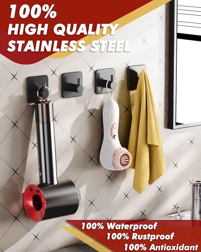 Auxmir Adhesive Hooks Heavy Duty 22lb Towel Hooks - Image 2