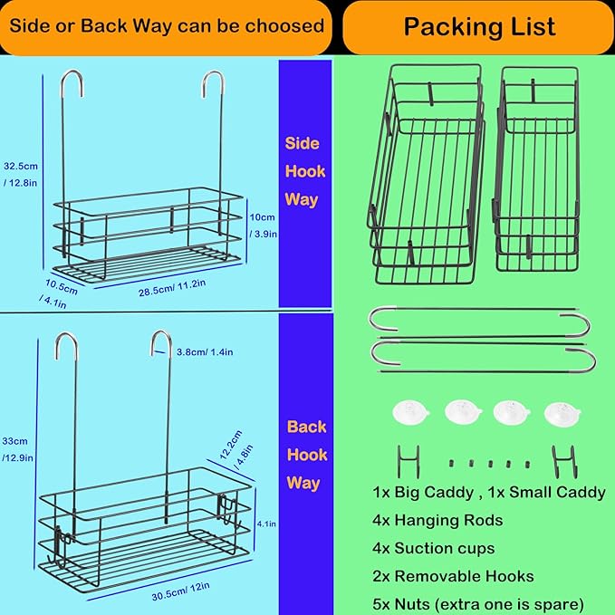 2pcs Single-Layer Shower Caddy Hanging Shower Orangizer Stainless Steel Shower - Image 6