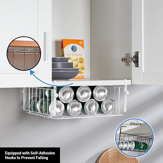 2 Pack Hanging Under Shelf Storage Basket, Adjustable Under Cabinet Add-on - Image 3