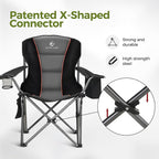 ALPHA CAMP Heavy Duty Camping Chair 500LBS Capacity, Oversized Folding Chair for Heavy People, Padded Portable Outdoor Chair with Cooler Bag & Cup Holder for Camping, Fishing, Beach - Image 8