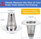 Bathroom Sink Drain Strainers for 1.1"-1.6" Depth Than 1.6" Drain Hole Catcher - Image 2