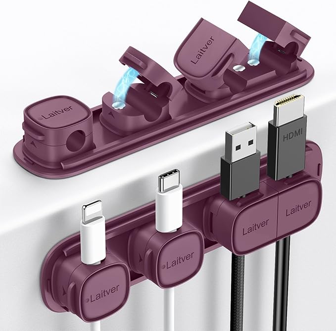 6 Pack Magnetic Cable Clips, Laitver Cord Organizer Holder Strong Adhesive Desk by Unknown