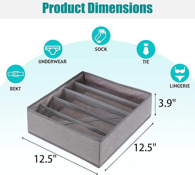Drawer under Cabinet Clothes Organizer 5 Cell Foldable Storage Cubes Underwear - Image 2