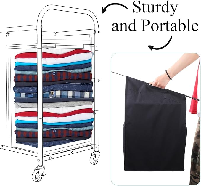 3 Pcs Black Hypotenuse Laundry Sorter Replacement Bags Hamper Cart Removable - Image 7