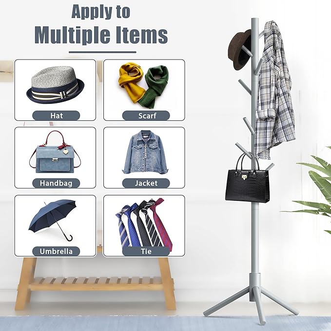 Haddockway Wooden Coat Rack Stand - Image 6