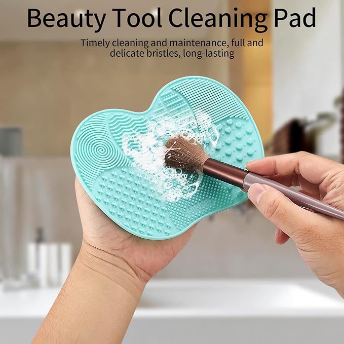 2 Pcs Silicone Make Up Brush Cleaning Mat, Makeup Brush Cleaner Mats, Cosmetic - Image 5