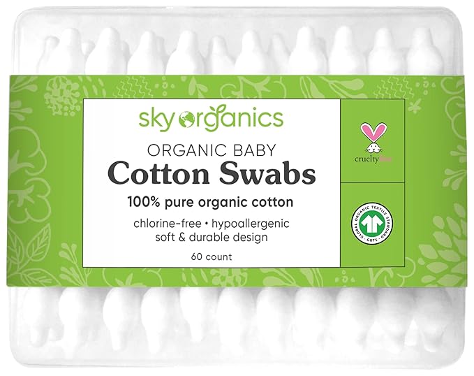 Sky Organics - Organic Baby Cotton Swabs, 60 ct. - Ultra Soft Baby Safe Tips - - Image 7