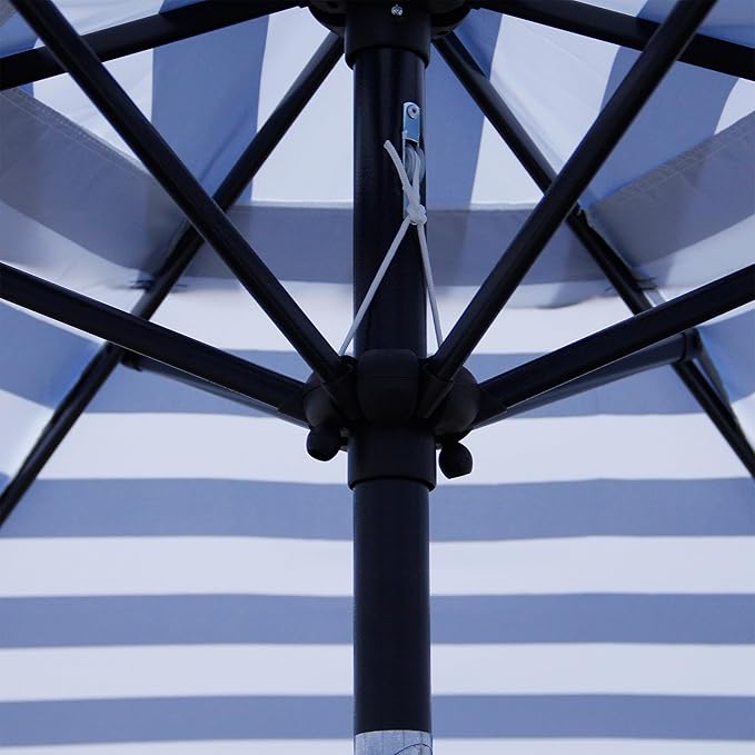 Blissun 7.5 ft Patio Umbrella, Yard Umbrella, Outdoor Market Umbrella with Push Button Tilt Crank (Blue&White) - Image 3