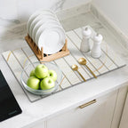 Large Stone Dish Drying Mat for Kitchen Counter, Water Absorbing Diatomaceous - Image 8
