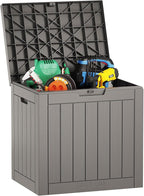 EAST OAK Outdoor Storage Box, 31 Gallon Deck Box Indoor and Outdoor Use, Waterproof Resin Storage Bin for Package Delivery, Patio Cushions, Gardening Tools, Lockable, UV Resistant, Grey by EASTOAK