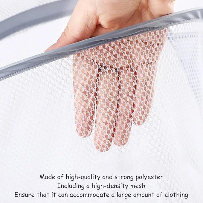 2pcs mesh foldable laundry basket, dirty clothes storage bag basket frame bucket - Image 4