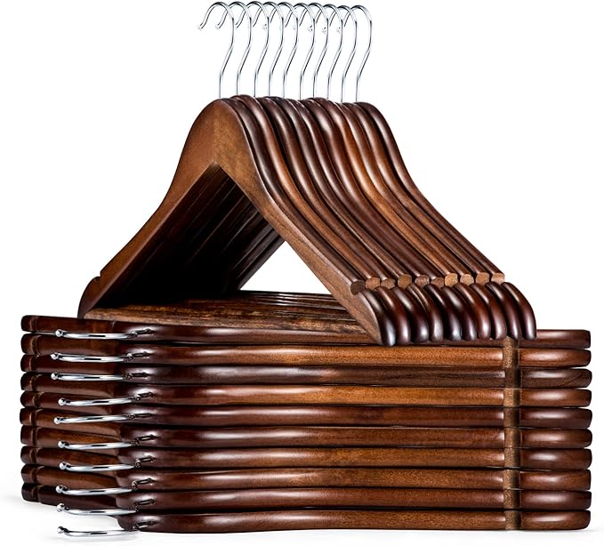 HOUSE DAY Wooden Hangers 30 Pack, Solid Wood Coat Hanger Heavy Duty, Smooth by HOUSEDAY