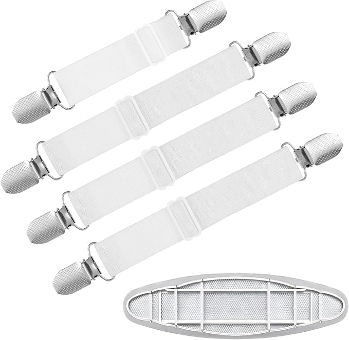 Ironing Board Cover Fasteners Binding 4 PC Elastic Straps Clips Keep Cushions by Sibba