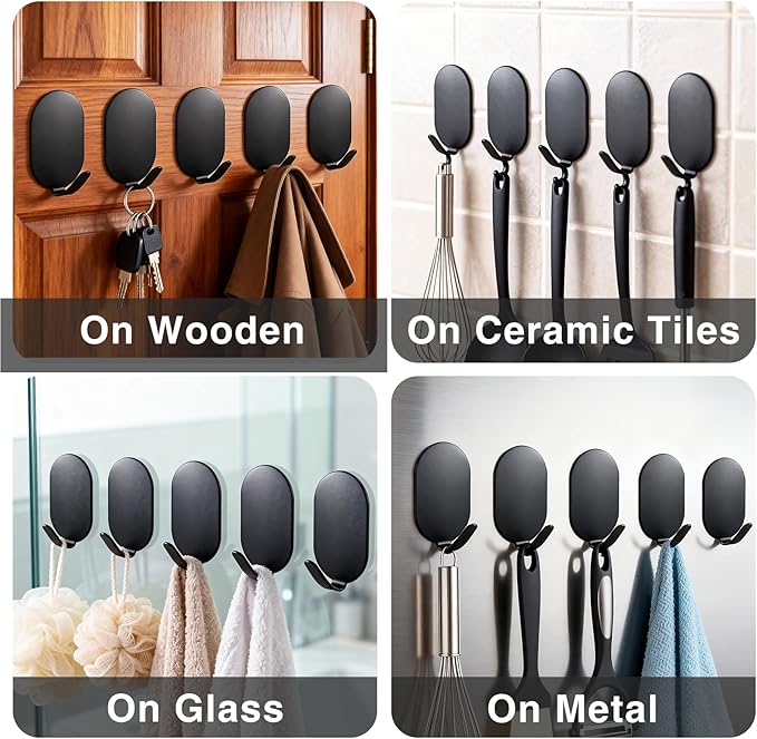 Sticky Adhesive Hooks for Hanging, Key Hooks, Stainless Steel Wall Hooks - Image 7