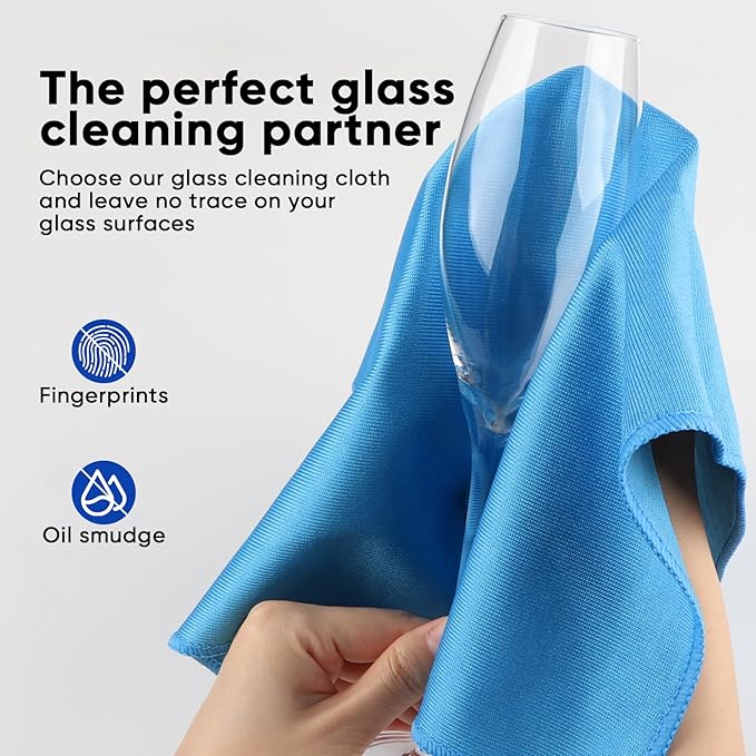 HOMEXCEL Microfiber Glass Cleaning Cloths 6 PK, Lint Free Streak Free, Reusable - Image 3