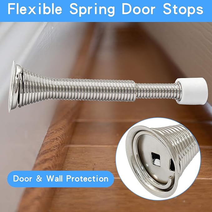 Luomorgo 2 Pcs Spring Door Stopper, Flexible Door Stop Adjustable 3-1/16" to - Image 4