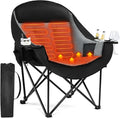 Heated Oversized Camping Chair - Heavy Duty Padded Folding Camping Chairs for Adults with Cooling Bag, Side Pocket, Cup Holder and Carry Bag for Outdoor Sports Lawn Fishing Garden Portable by PUVASIA
