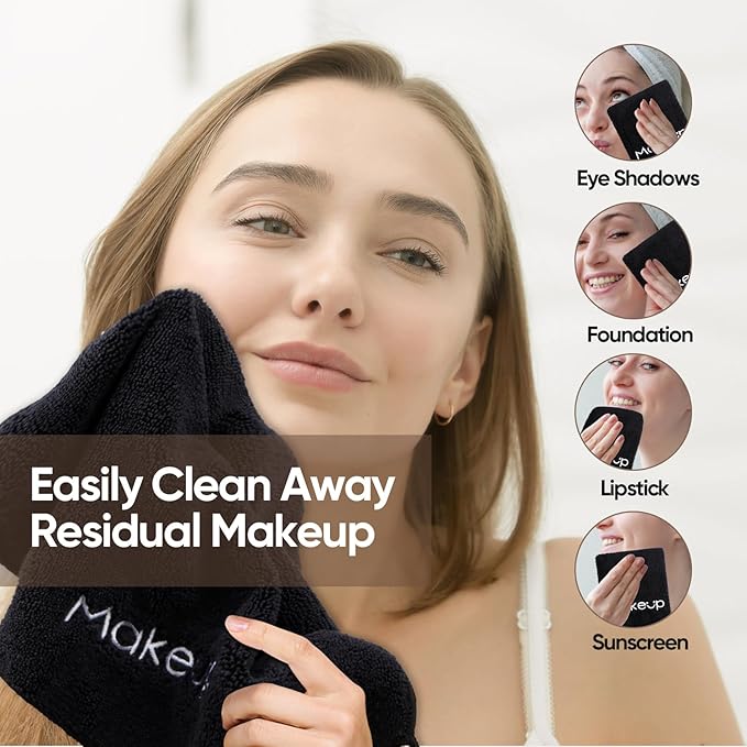 HOMEXCEL Makeup Remover Cloth 6 Pack, Premium Washable Soft 13x13 Inch Facial - Image 2