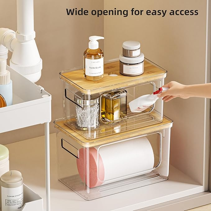 Under Sink Organizer, Plastic Trash Bag Holder Dispenser, Stackable Pantry - Image 5