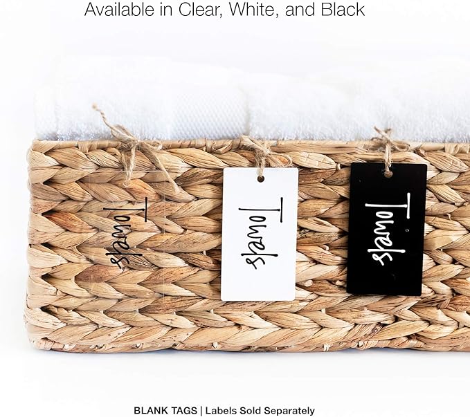 SAVVY & SORTED 12 White Basket Tags 3.5” x 2”, Acrylic Hanging Tags - Image 4