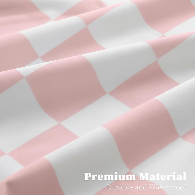 Pink Checkered 2 Pcs Large Travel Laundry Bags - Image 5