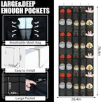 Windyun 40 Over the Door Shoe Organizer Large Breathable Mesh Pockets Hanging - Image 3