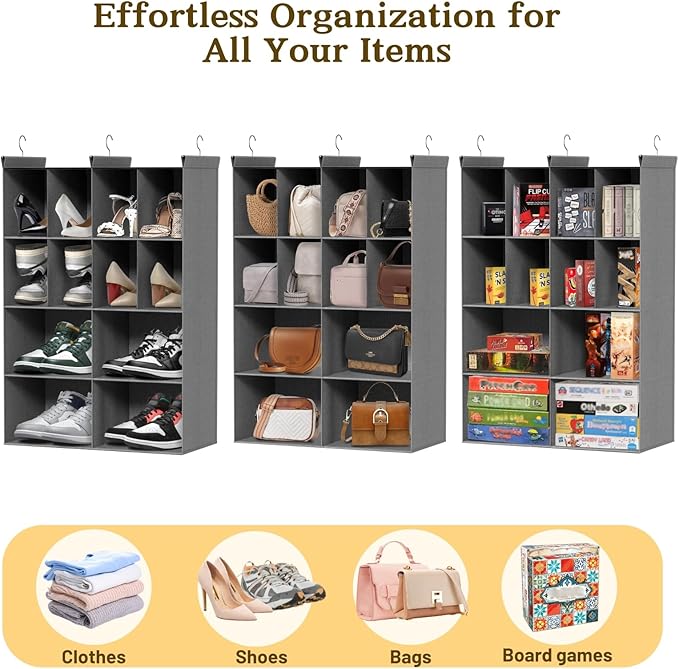 4 Tier Hanging Closet Organizer, 12 Compartments Sweater Organizer - Image 6