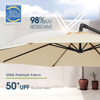 wikiwiki 10ft Patio Umbrella with Base Included, Outdoor Offset Cantilever Umbrella with Sandbag Base for Backyard, Garden and Pool, Easy to Tilt and Crank, Beige - Image 3