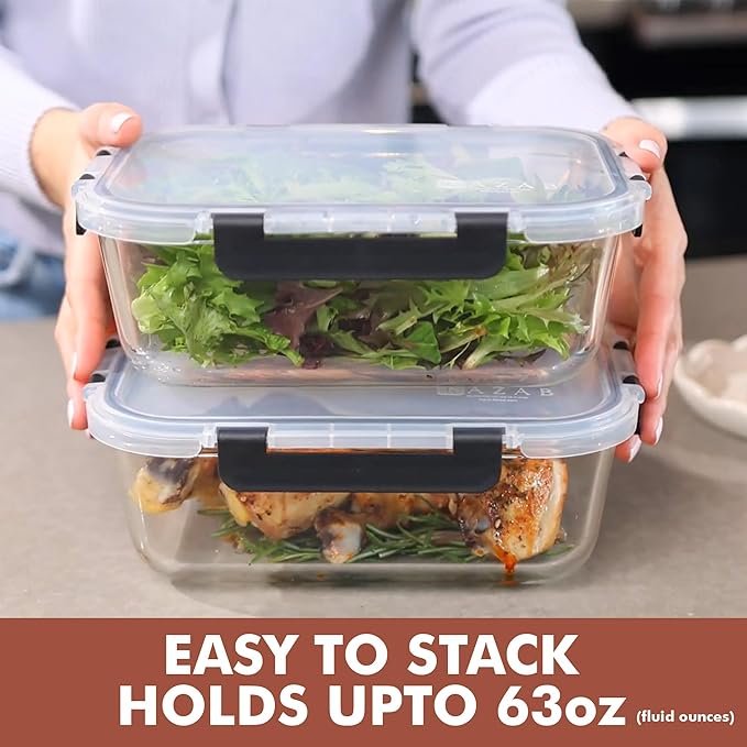 Razab 4 Pcs 1860ml / 63 Oz Large Glass Food Storage Containers - Image 2