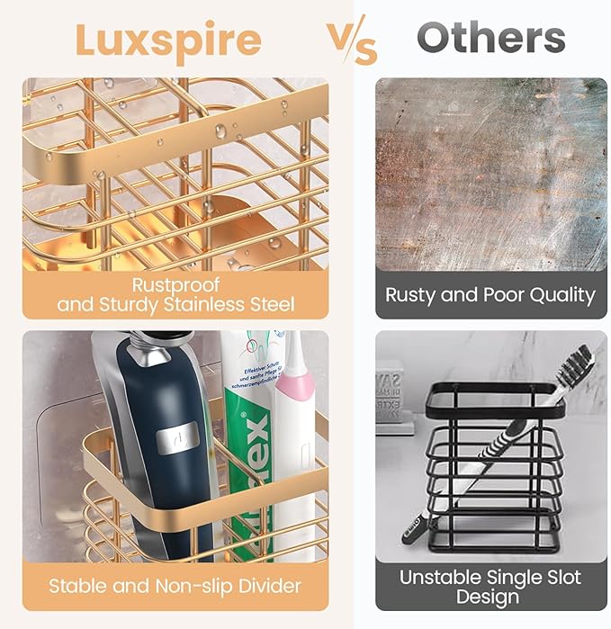 Luxspire Toothbrush Holders for Bathroom, Stainless Steel Electric Toothbrush - Image 4