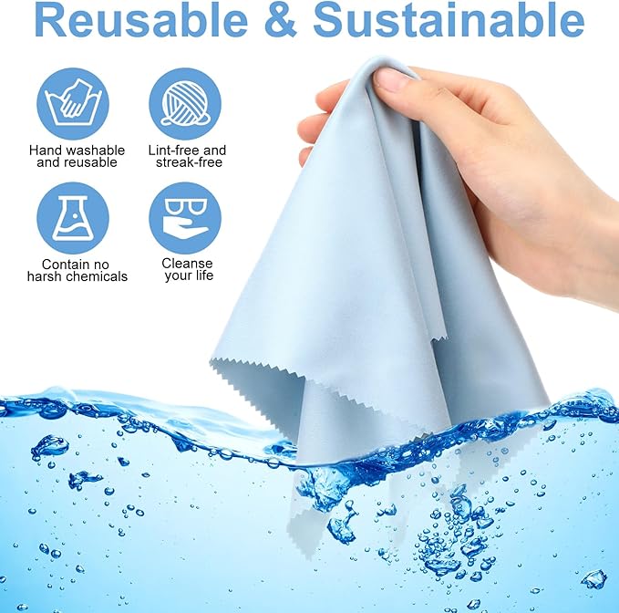 Frienda 12 Pack Large Microfiber Glass Cleaning Cloths 12 x 12 Inch Oversized - Image 3